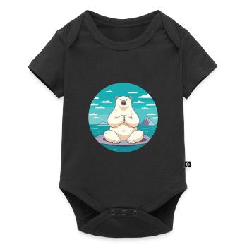 Polar Bear Cartoon Yoga Beach Summer Illustration - Baby Premium short-sleeve bodysuit - black - Front