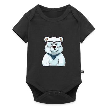 Polar Bear With Glasses Cartoon Kawaii Illustratio - Baby Premium short-sleeve bodysuit - black - Front