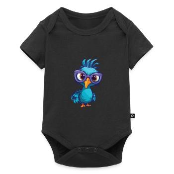 Peacock With Glasses Cartoon Kawaii Illustration - Baby Premium short-sleeve bodysuit - black - Front
