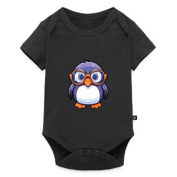 Penguin With Glasses Cartoon Kawaii Illustration - Baby Premium short-sleeve bodysuit - black - Front