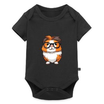 Guinea Pig With Glasses Cartoon Kawaii Illustratio - Baby Premium short-sleeve bodysuit - black - Front