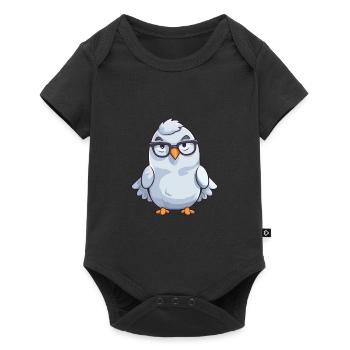 Dove Wearing Glasses Cartoon Kawaii Illustration - Baby Premium short-sleeve bodysuit - black - Front