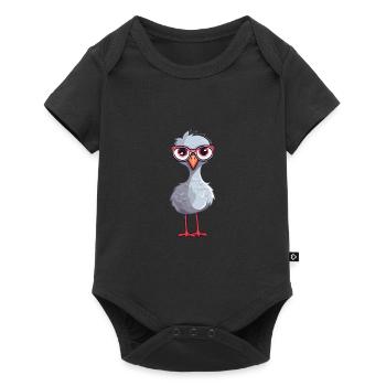 Kranich trägt Brille Karikatur Kawaii Illustration - Baby Premium Kurzarmbody - Schwarz - Vorne
