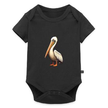 Pelican Cartoon Kawaii Aquarelle Illustration - Body à manches courtes Premium Bébé - noir - Devant