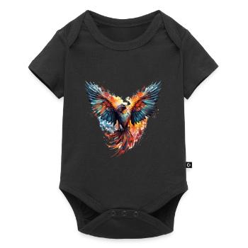 Bunter adler fliegt wie ein Vogel hoch hinaus - Baby Premium Kurzarmbody - Schwarz - Vorne