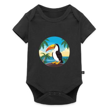 Toucan Cartoon Yoga Beach Illustration d’été - Body à manches courtes Premium Bébé - noir - Devant