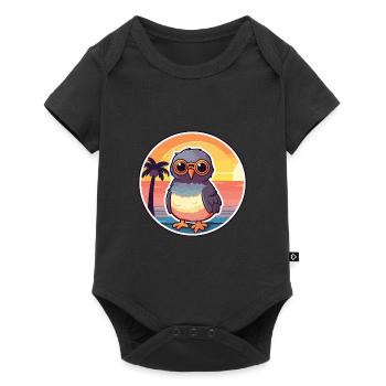 Vogel lustige Karikatur Kawaii Strand Illustration - Baby Premium Kurzarmbody - Schwarz - Vorne