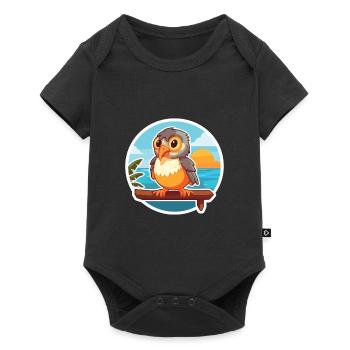 Cuckoo Funny Cartoon Kawaii Beach Illustration - Baby Premium short-sleeve bodysuit - black - Front