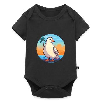 Dove Funny Cartoon Kawaii Beach Illustration - Baby Premium short-sleeve bodysuit - black - Front