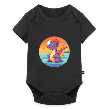 Dragon Funny Cartoon Kawaii Beach Illustration - Body à manches courtes Premium Bébé - noir - Devant