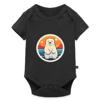 Polar Bear Funny Cartoon Kawaii Beach Illustration - Baby Premium short-sleeve bodysuit - black - Front