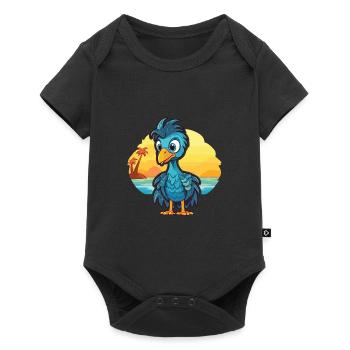 Peacock Funny Cartoon Kawaii Beach Illustration - Body à manches courtes Premium Bébé - noir - Devant
