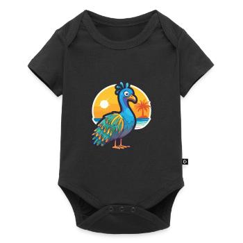 Peacock Funny Cartoon Kawaii Beach Illustration - Body à manches courtes Premium Bébé - noir - Devant