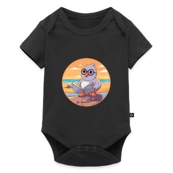 Dove Cute Funny Cartoon Kawaii Book Beach - Baby Premium short-sleeve bodysuit - black - Front