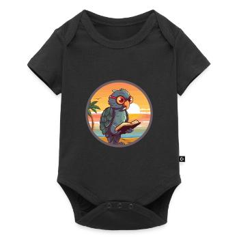 Perroquet Mignon Drôle Dessin Animé Kawaii Livre Plage - Body à manches courtes Premium Bébé - noir - Devant