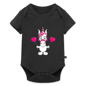 LIEBE - EINHORN - HERZEN - LUFTBALLONS - LOVE - Baby Premium Kurzarmbody - Schwarz - Vorne
