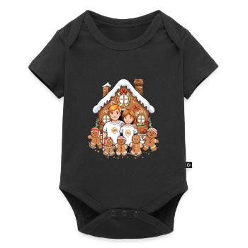 Maison en pain d’épices Famille Noël Hiver - Body à manches courtes Premium Bébé - noir - Devant