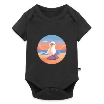 Seagull Cute Funny Cartoon Kawaii Book Beach - Baby Premium short-sleeve bodysuit - black - Front