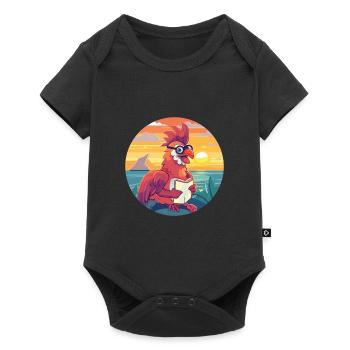 Rooster Cute Funny Cartoon Kawaii Book Beach - Baby Premium short-sleeve bodysuit - black - Front