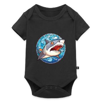 Shark Colorful Watercolor Animal Pet Illustration - Baby Premium short-sleeve bodysuit - black - Front