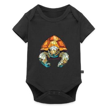 Tortoise Colorful Watercolor Animal Illustration - Baby Premium short-sleeve bodysuit - black - Front