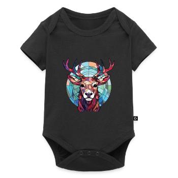 Wapiti Aquarelle colorée Animal animal Illustration d’animaux de compagnie - Body à manches courtes Premium Bébé - noir - Devant