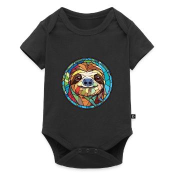 Burgarly Sloth Colorful Watercolor Animal Cartoon - Baby Premium short-sleeve bodysuit - black - Front