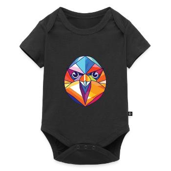 Tit Bird Colorful Watercolor Animal Illustration - Baby Premium short-sleeve bodysuit - black - Front