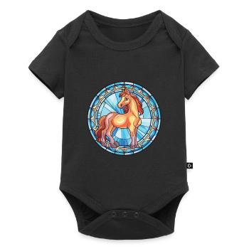 Poney Bébé Cheval Aquarelle Colorée Animal Cartoon - Body à manches courtes Premium Bébé - noir - Devant