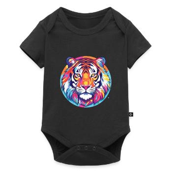 Tiger Colorful Watercolor Animal Pet Illustration - Baby Premium short-sleeve bodysuit - black - Front