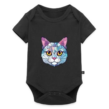 Chat d’argent britannique coloré aquarelle pour animaux de compagnie Cartoon - Body à manches courtes Premium Bébé - noir - Devant