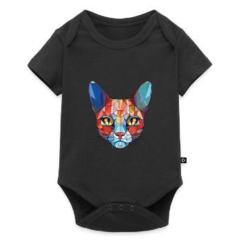 Asian Cat Breed Colorful Watercolor Illustration - Baby Premium short-sleeve bodysuit - black - Front