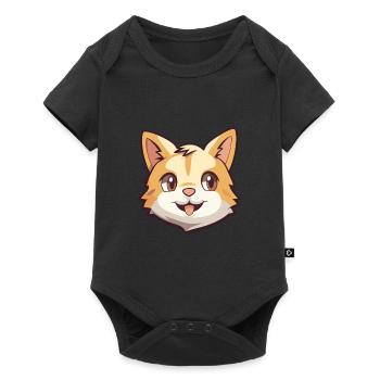 American Polydactyl Cat Cartoon Watercolor Clipart - Baby Premium short-sleeve bodysuit - black - Front