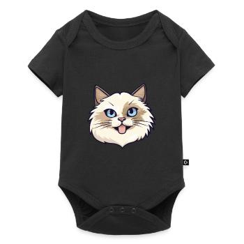 Birman chat sacré dessin animé illustration à l’aquarelle - Body à manches courtes Premium Bébé - noir - Devant