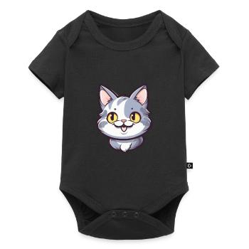 American Shorthair Cat Cartoon Watercolor Clipart - Baby Premium short-sleeve bodysuit - black - Front