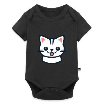 Scottish Straight Cat Cartoon Watercolor Clipart - Baby Premium short-sleeve bodysuit - black - Front