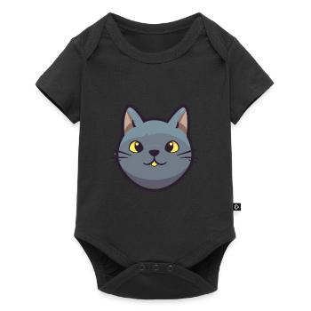 Chartreux Cat Cartoon Watercolor Illustration - Baby Premium short-sleeve bodysuit - black - Front