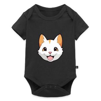 Japanese Bobtail Cat Cartoon Watercolor Clipart - Baby Premium short-sleeve bodysuit - black - Front