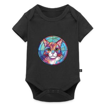 Illustration d’aquarelle colorée American Curl Cat - Body à manches courtes Premium Bébé - noir - Devant