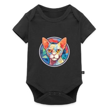 Devon Rex Cat Colorful Watercolor Pet Illustration - Baby Premium short-sleeve bodysuit - black - Front