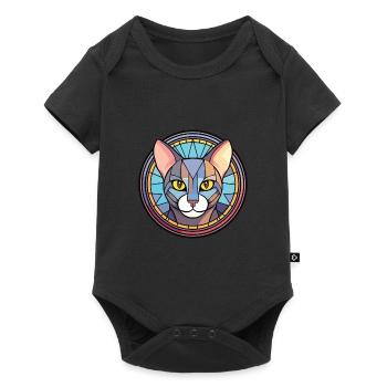 Egyptian Mau Cat Colorful Watercolor Illustration - Baby Premium short-sleeve bodysuit - black - Front