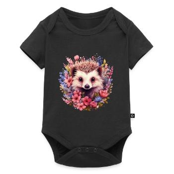 Hedgehog cottagecore - Baby Premium short-sleeve bodysuit - black - Front