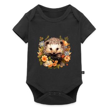 Hedgehog cottagecore - Baby Premium short-sleeve bodysuit - black - Front