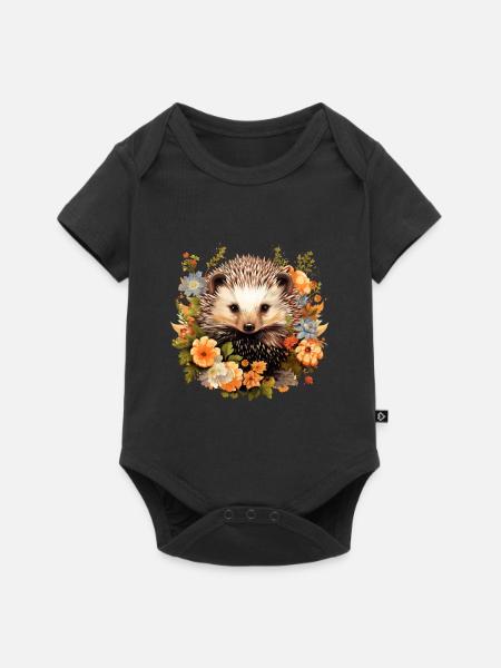Igel cottagecore - Baby Premium Kurzarmbody - Schwarz