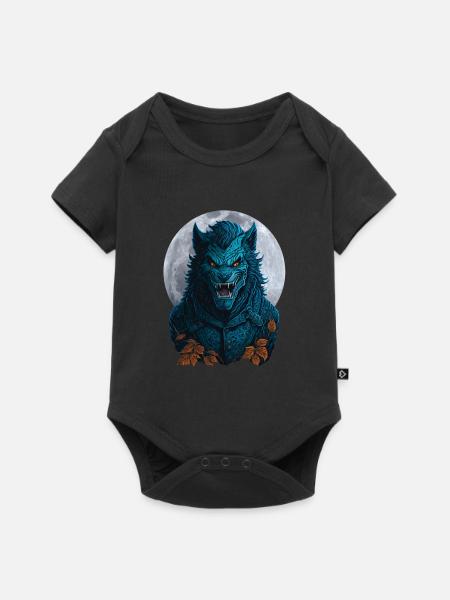 Halloween Werwolf Vollmond - Baby Premium Kurzarmbody - Schwarz