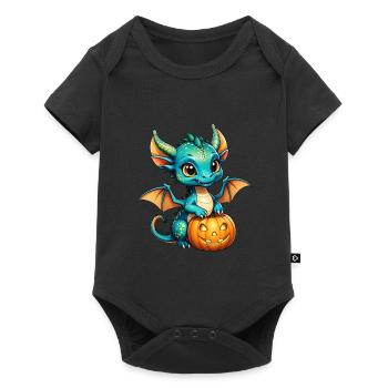 Halloween - mignon garçon dragon avec citrouille - Body à manches courtes Premium Bébé - noir - Devant