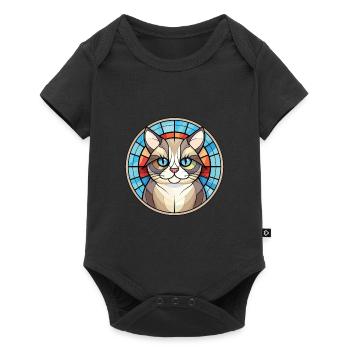 Birman Cat Breed Colorful Watercolor Illustration - Baby Premium short-sleeve bodysuit - black - Front