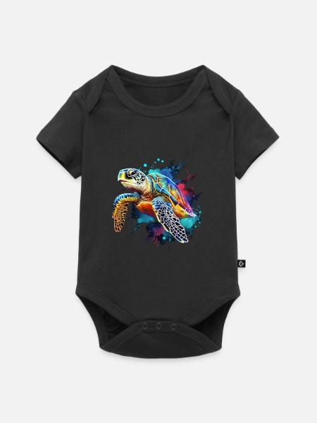 Schildkröte - Baby Premium Kurzarmbody - Schwarz