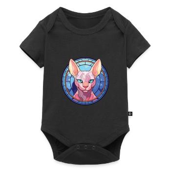 Sphynx Cat Breed Colorful Watercolor Illustration - Baby Premium short-sleeve bodysuit - black - Front