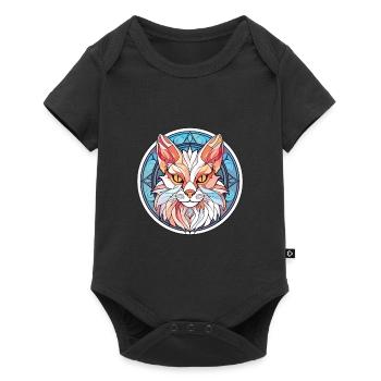 Turkish Angora Cat Colorful Watercolor Pet Cartoon - Baby Premium short-sleeve bodysuit - black - Front